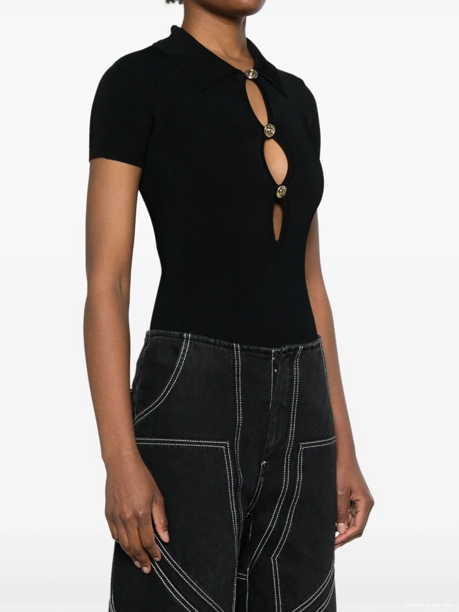 Affordable polo-collar knitted bodysuit Jeans Versace Women Couture 0329